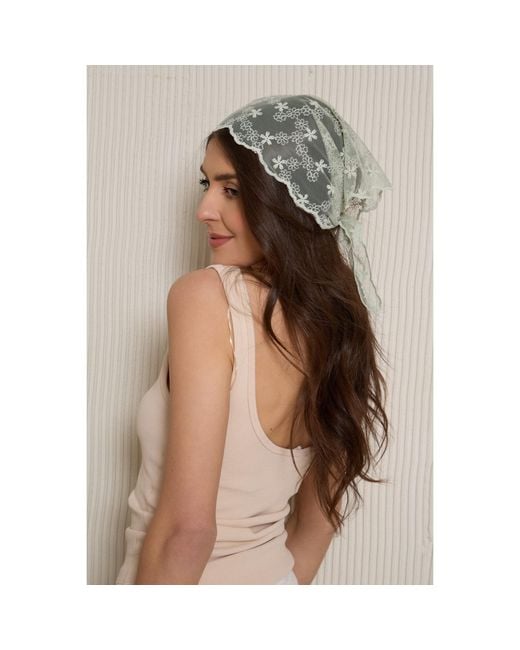 Saachi Green Embroidered Lace Sage Bandana