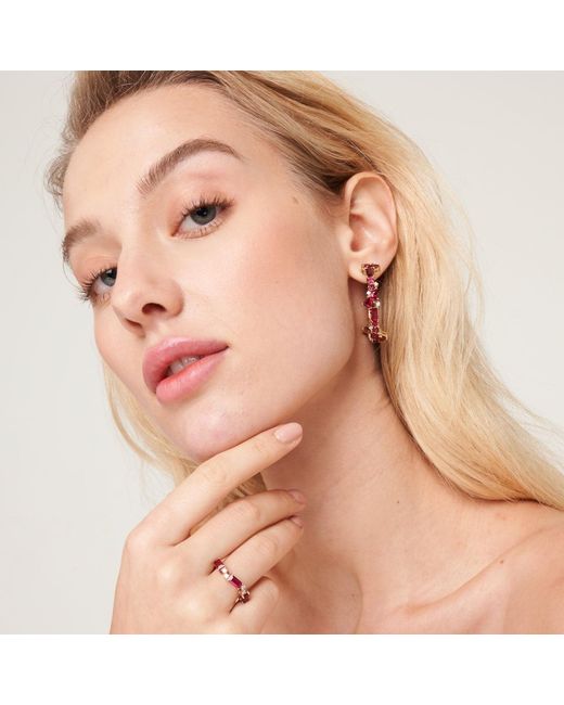 Juvetti Pink Ruby And Diamond Rose Lanna Earrings