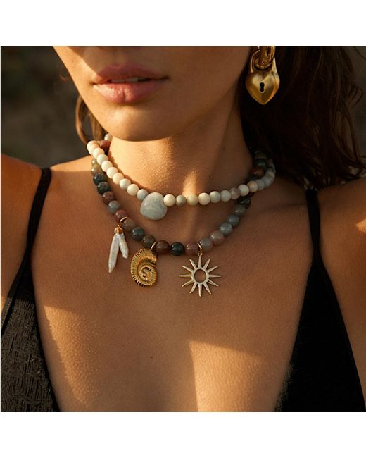 Alexie of Athens Metallic Sirena Sea Charm Bead Necklace