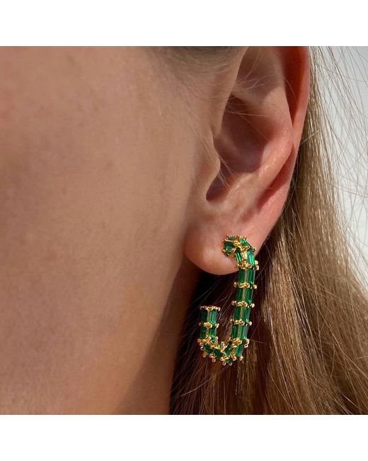 Native Gem Green Glam Hoops- Emerald