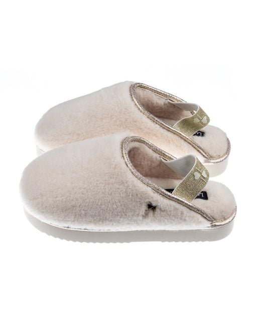 Laines London Metallic Neutrals Flatform Cloud Slippers With Double Calico British Shorthair Cat Brooches