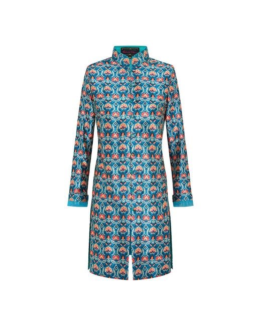 Beatrice von Tresckow Blue Jade Alejandra Nehru Silk Coat