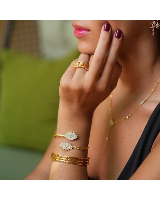 Ebru Jewelry Metallic Trio Minimalist Elegant Cuff Bracelet
