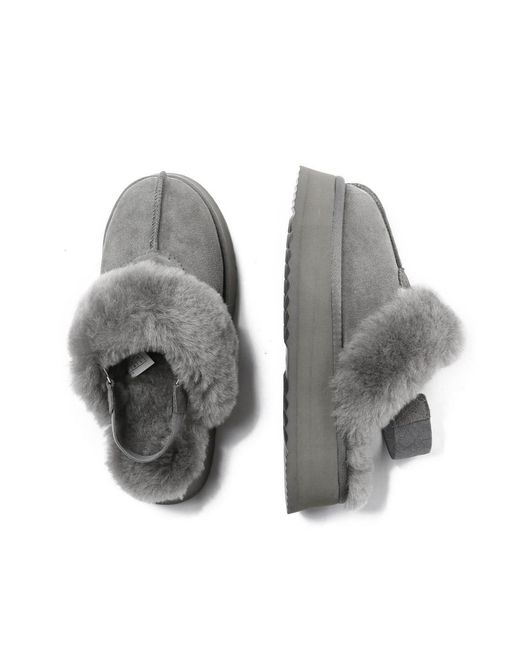 EverAu Australia Gray Wagtail Removable Strap Platform Slippers