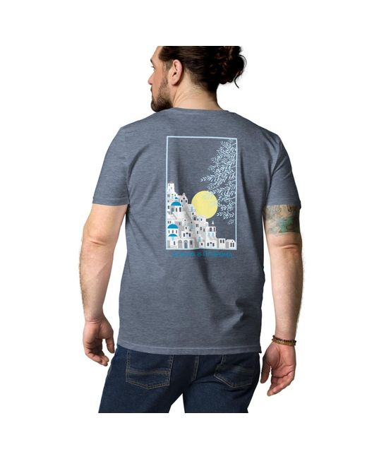 Anchor and Crew Blue Heather Santorini Landmark Organic Cotton T-Shirt for men