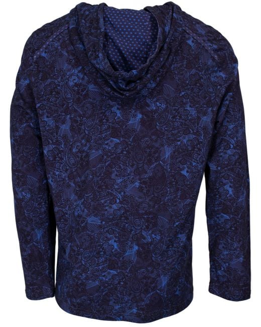Lords of Harlech Blue Horace Paisley Swirl Hoodie In Navy for men