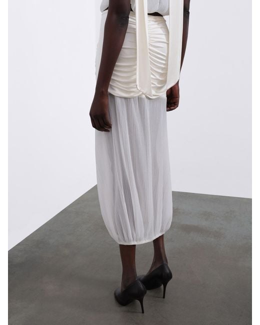 Sélone White Ellen Pleated Balloon Skirt