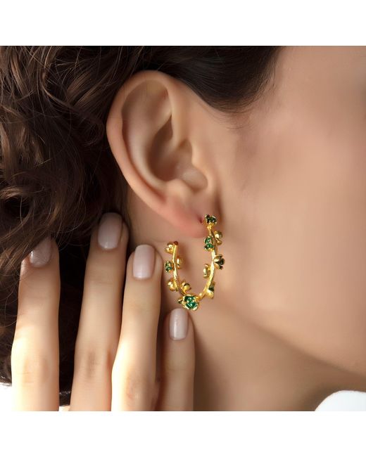 Milou Jewelry Green Large Flower Hoop Earrings