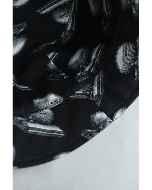 Lost Pattern Black Bookhead Cotton Reversible Bucket Hat