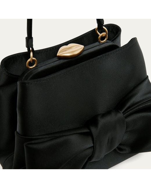 Lulu Guinness Black Satin Bow Ruby Handbag