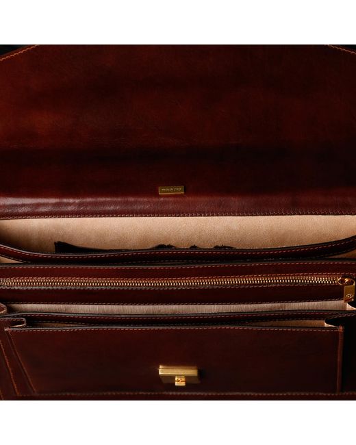 Time Resistance Brown Classic Design Leather Briefcase for men