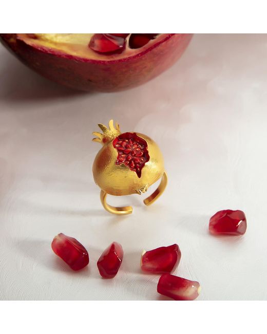 Milou Jewelry Metallic Pomegranate Adjustable Ring