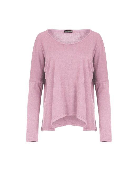 Conquista Pink Knit Handkerchief Hem Top