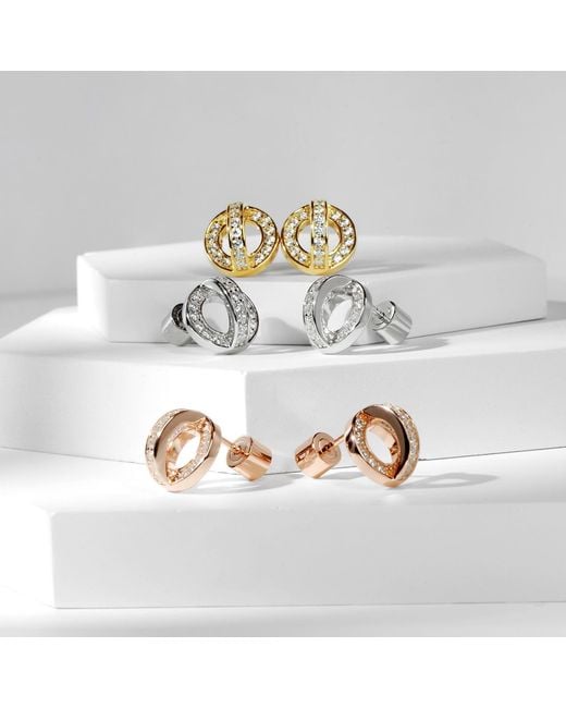 Meulien Metallic Circle And Arc Stud Earrings