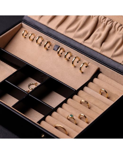 Time Resistance Black Leather Jewelry Box Accessory Box