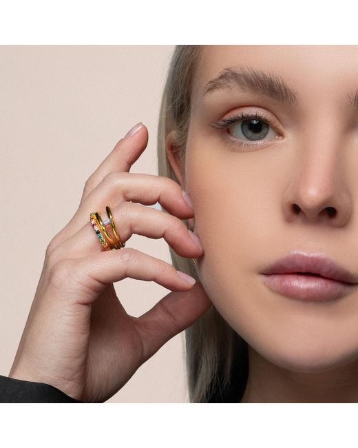 Lavani Jewels Metallic Goldplated Multicolored Idol Ring