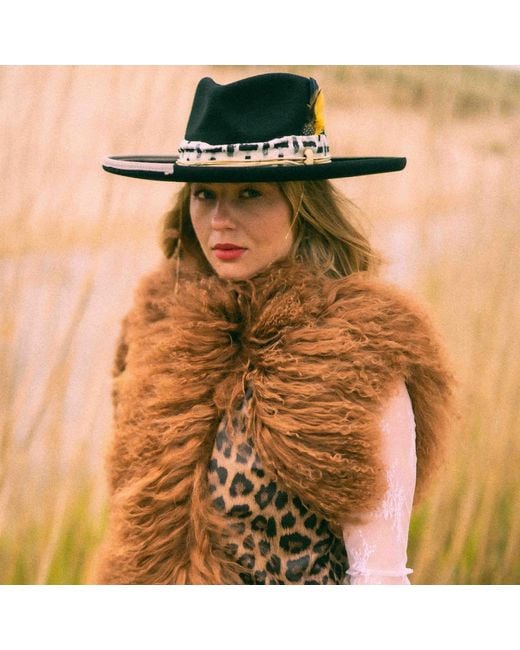 Shaded the Label Brown Neutrals Prowl Leopard Print Leather & Caramel Mongolian Fur Gilet