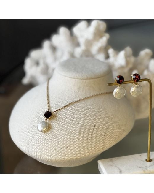 Emma Holland Jewellery Multicolor Burgundy Crystal & Coin Pearl Clip Earrings