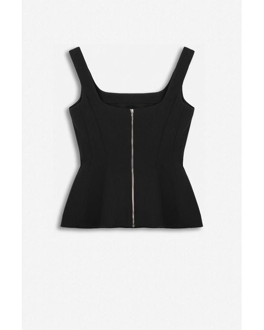 Nocturne Black Boned Square Neck Peplum Bustier Top