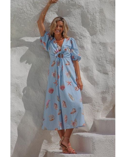 Palm Collective Blue Corsica Shell Maxi Dress