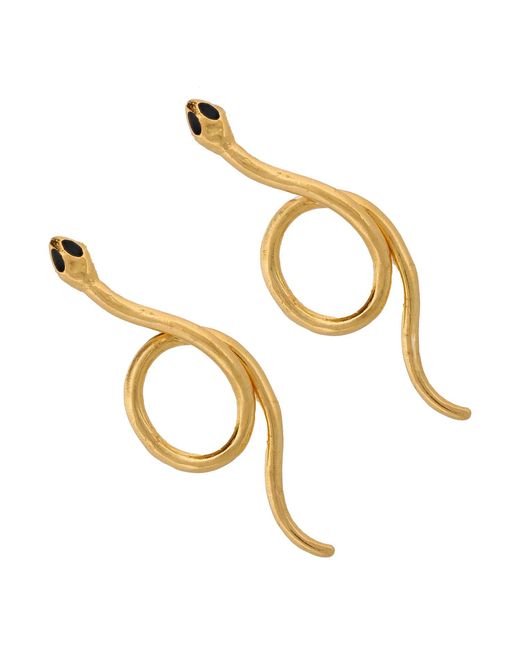 Ebru Jewelry Metallic Onyx Eyed Serpent Earrings