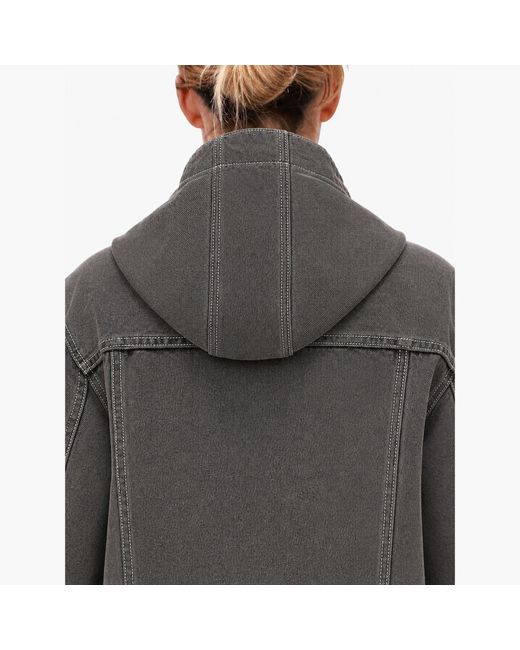 Gao Republic Gray Jacket Hooded Asymmetric Panelled Denim