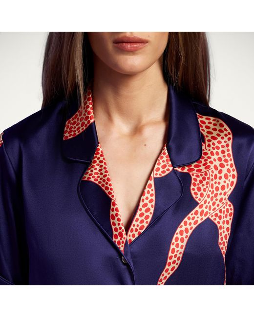 Piola Blue Mulberry Silk Short Pyjama Set