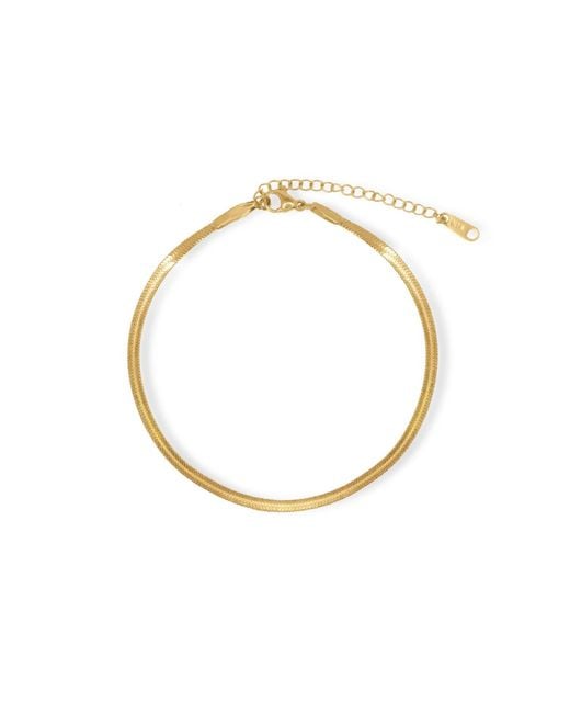 VIEA Metallic Antonette Herringbone Flat Chain Anklet