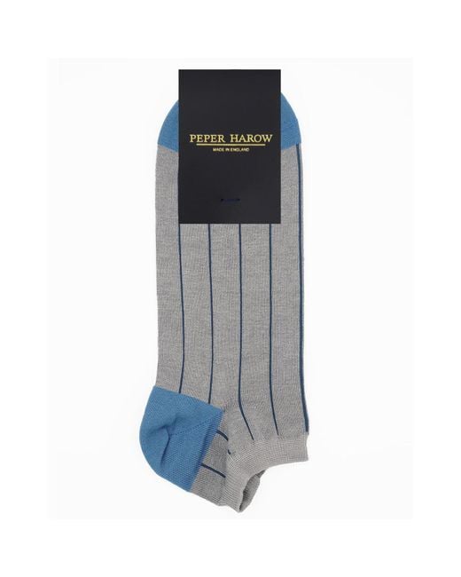 Peper Harow - Made in England Blue Pin Stripe & Classic Trainer Socks Bundle for men