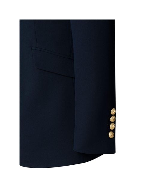 The Extreme Collection Blue Premium Crepe Single-Breasted Navy Blazer