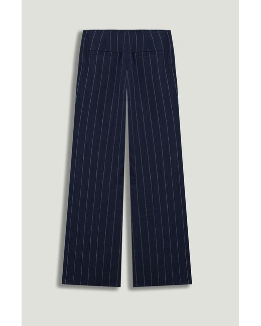 Nocturne Blue Pinstripe Wide Leg Trousers