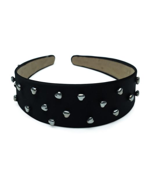 2KStyle Black Inima Metal Heart Hand-Embellished Satin Headband