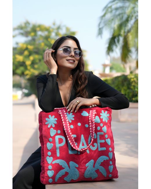Conscious Yoga Collective Pink Peace Suzani Tote