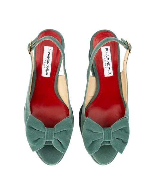 Rosamund Muir London Green Rignana Sage Velvet Wedges