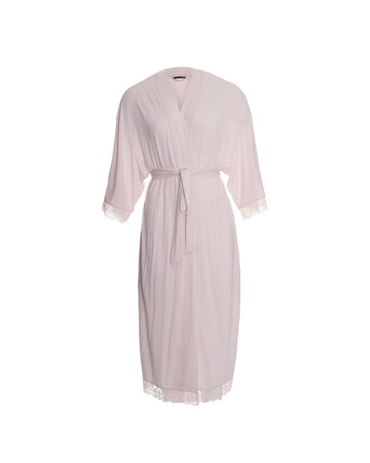 Pretty You London Purple Bamboo Lace Kimono Robe In Powder Puff