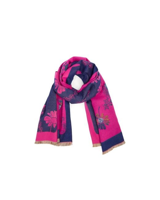 Saachi Purple Floral Daisy Reversible Scarf