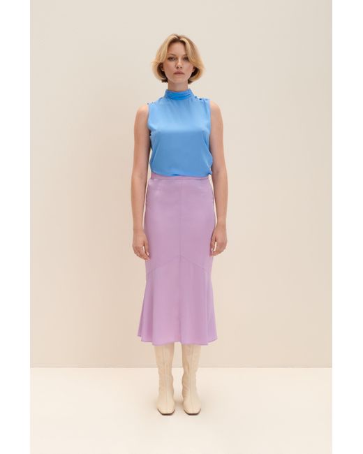 JAAF Pink Satin Panelled Skirt In Lilac