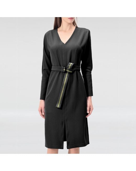 Smart and Joy Black Bat Sleeves And V-Neck Dress