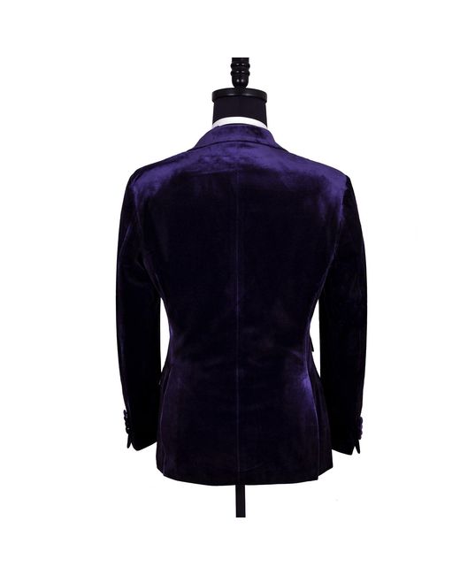 DAVID WEJ Blue Maison Velvet Double Breasted Blazer for men