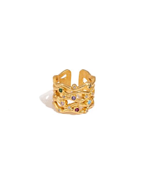 Ebru Jewelry Metallic Eternal Waves Multi Gemstone Statement Ring
