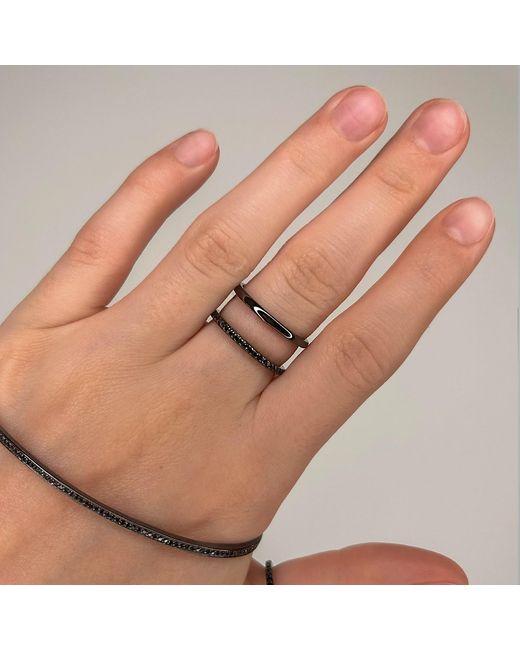 SALLY SKOUFIS Metallic Rythm Ring With Made Cz Diamond Stimulant