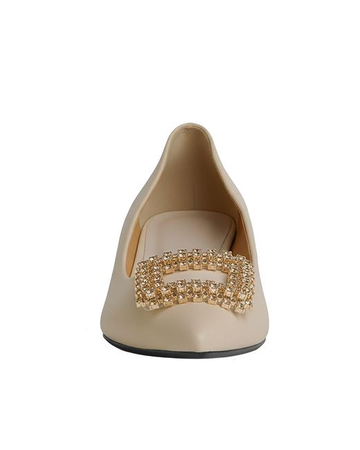 Beautiisoles by Robyn Shreiber Made in Italy Natural Neutrals Elsie Leather Dressy Low Heel Pump For Valentine Evening & Wedding Bridal