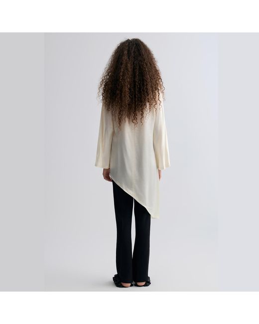 FRONT ROW SHOP White Asymmetric Slouch-Neck Blouse