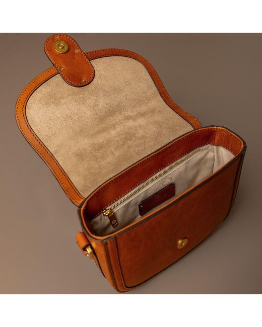 Time Resistance Brown Leather Saddle Bag