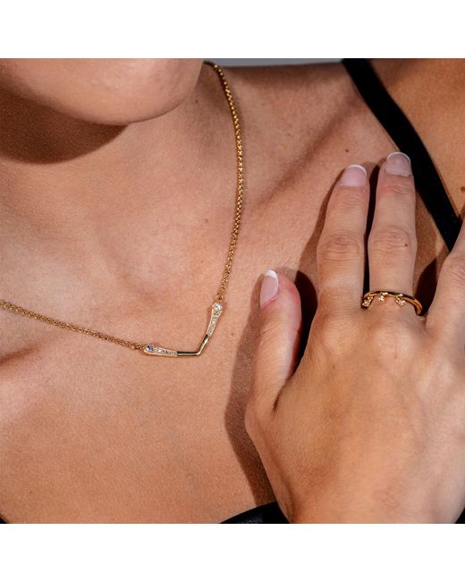 Lucy Quartermaine Metallic Tri Skinny Drip Ring With Topaz
