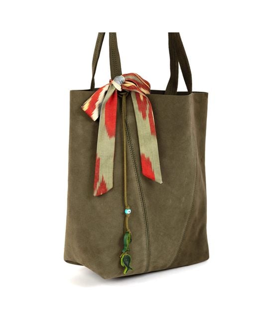 SJW BAGS LONDON Green Bosphorus Breeze Suede Tote Bag