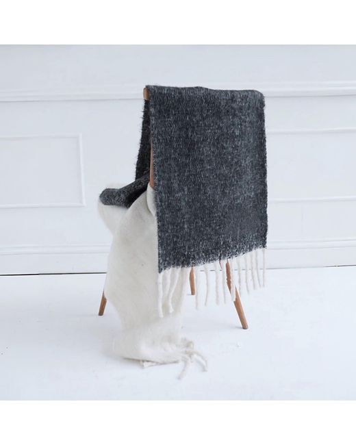London Atelier Byproduct Gray Wool Blend Two Tone Large Shawl