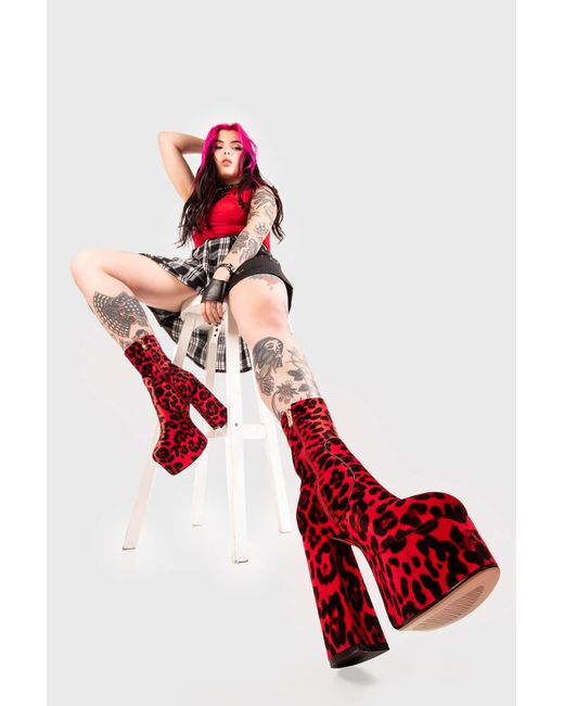 Lamoda Red Adore You Platform Ankle Boots