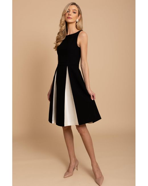 Santinni Black 'Poise' Wool Dress With Silk Taffeta