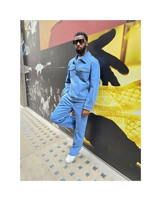 DAVID WEJ Blue Vanguard Stretch Denim Jacket for men